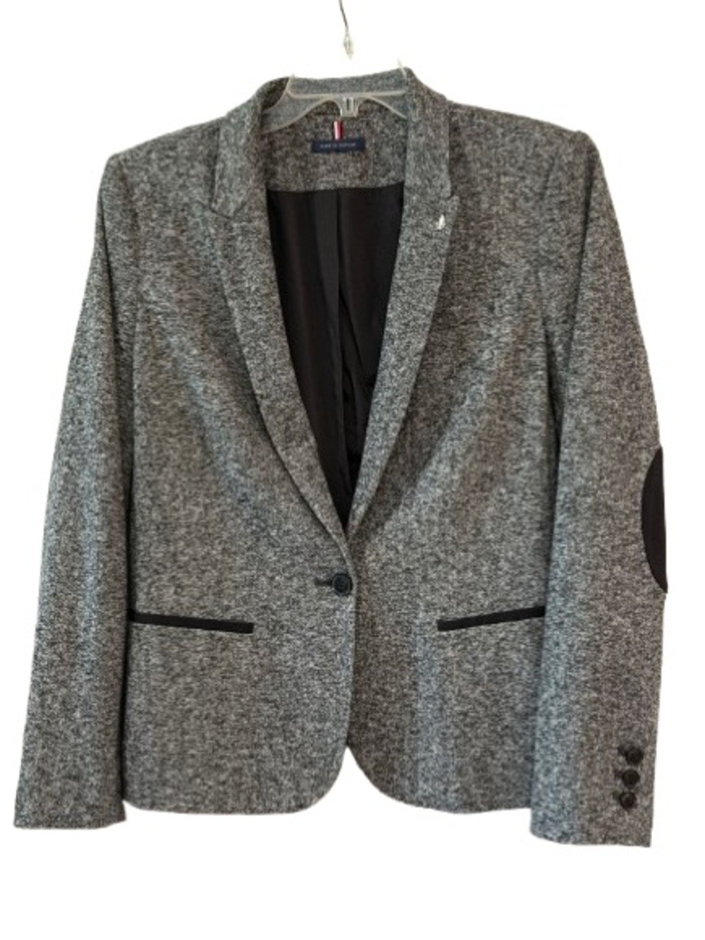 Tommy Hilfiger Knit Blazer Jacket Brown Elbow Patches Approx M/L